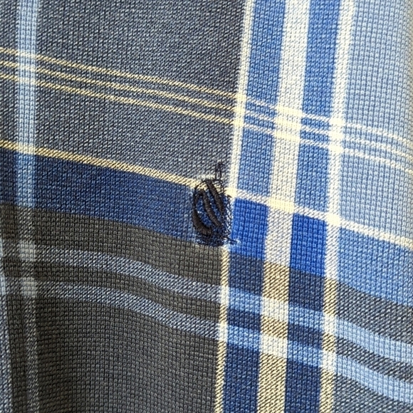 Nautica 90's Vintage Preppy Plaid Short Sleeve Henley Polo Shirt Navy Blue XL - Picture 5 of 10